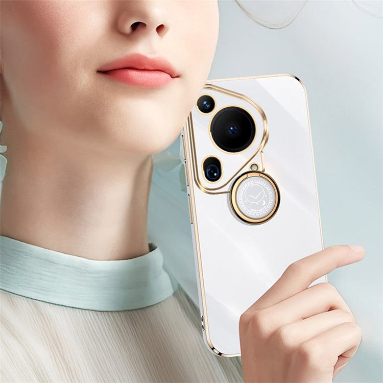 XINLI For Huawei Pura 70 Ultra Case Kickstand Electroplating TPU Phone Cover - Cyan