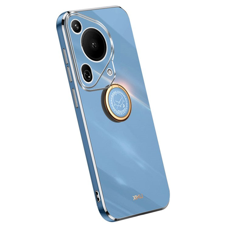 XINLI For Huawei Pura 70 Ultra Case Kickstand Electroplating TPU Phone Cover - Blue