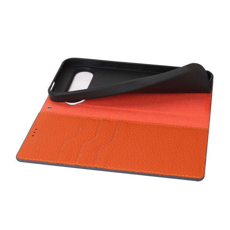 For Google Pixel 9 / 9 Pro Case with Hand Strap Genuine Cow Leather Phone Cover - Dark Blue