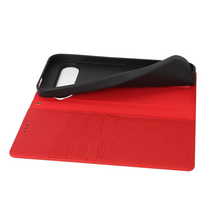 For Google Pixel 9 / 9 Pro Case with Hand Strap Genuine Cow Leather Phone Cover - Red
