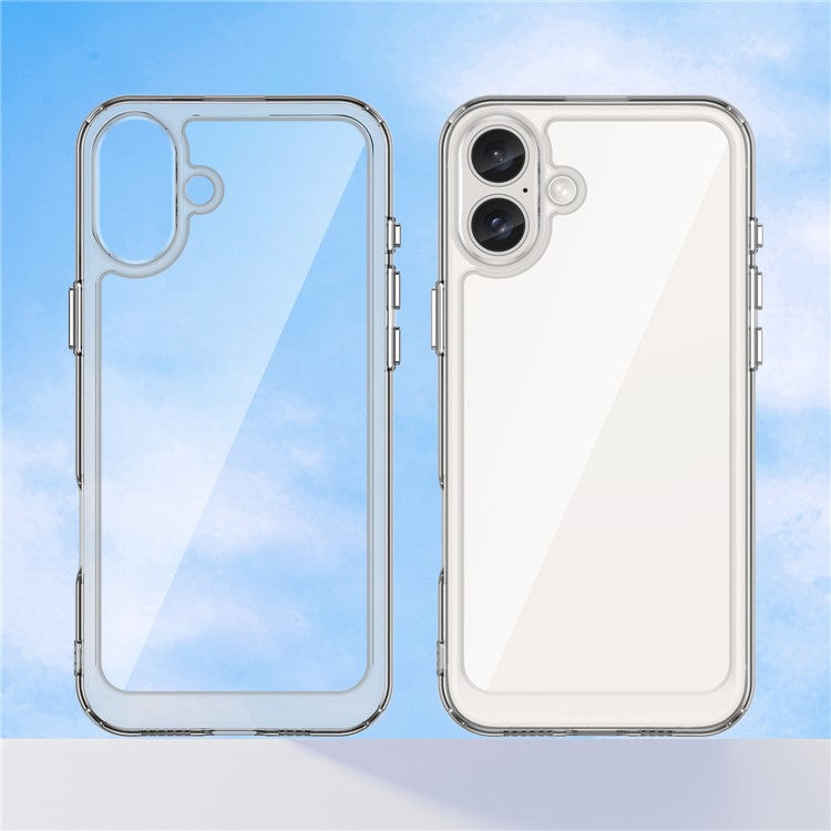 For iPhone 16 Plus Case TPU Frame Clear Acrylic Back Phone Cover - Transparent