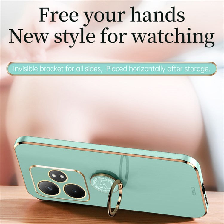 XINLI For Realme GT Neo6 5G Case Soft TPU Kickstand Electroplating Phone Cover - Cyan
