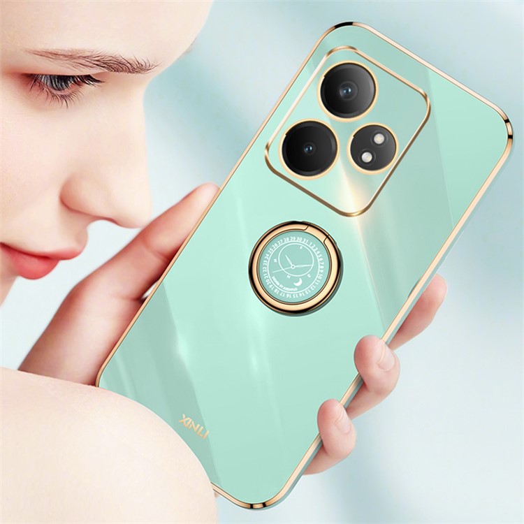 XINLI For Realme GT Neo6 5G Case Soft TPU Kickstand Electroplating Phone Cover - Cyan