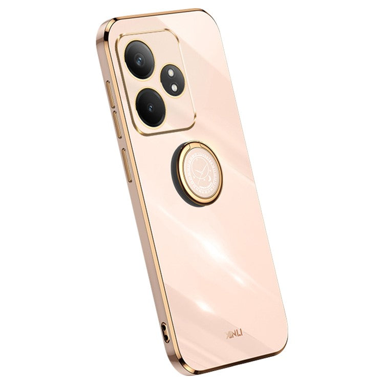 XINLI For Realme GT Neo6 5G Case Soft TPU Kickstand Electroplating Phone Cover - Pink