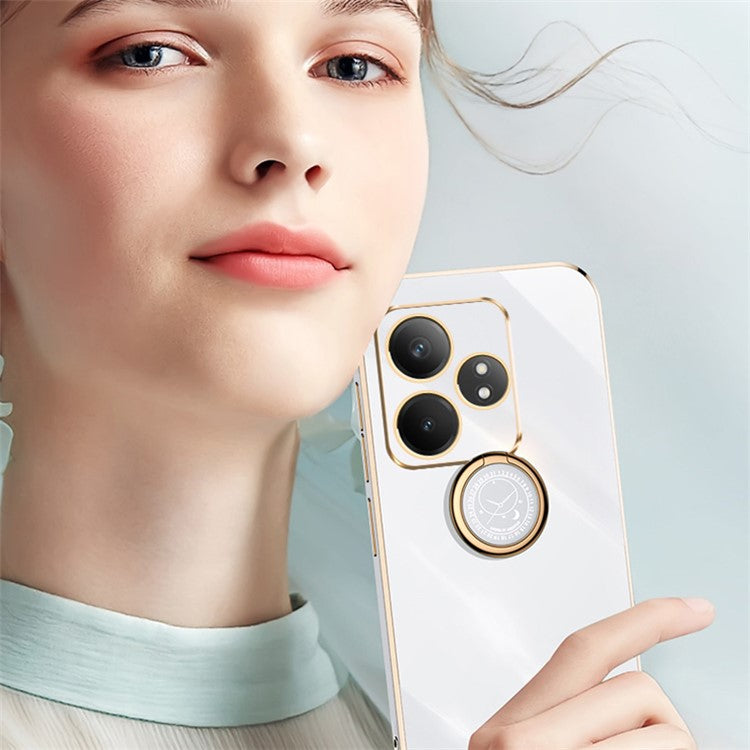 XINLI For Realme GT Neo6 5G Case Soft TPU Kickstand Electroplating Phone Cover - White