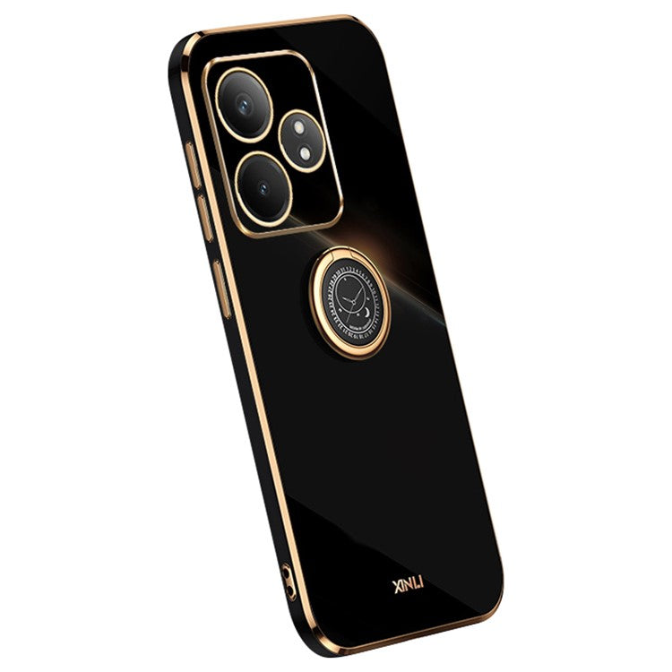 XINLI For Realme GT Neo6 5G Case Soft TPU Kickstand Electroplating Phone Cover - Black