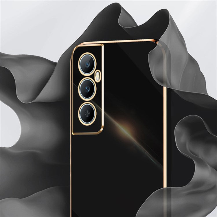 XINLI For Realme C65 4G Case Protective TPU Cell Phone Cover with Electroplating Frame - Black