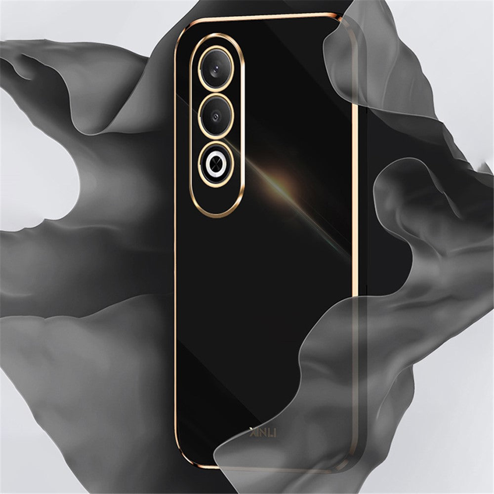 XINLI For Oppo K12 Case Electroplating Edge Shockproof TPU Phone Cover - Black