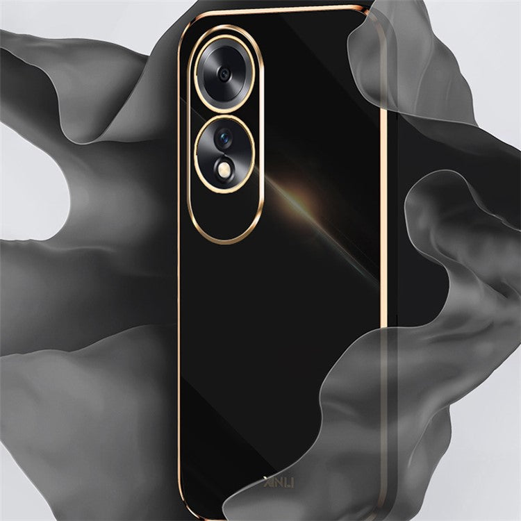 XINLI For Oppo A60 4G Case Soft TPU Electroplating Shockproof Phone Cover - Black