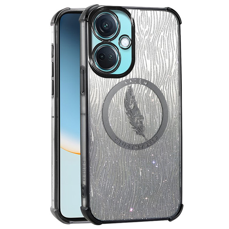 KADEM For OnePlus Nord CE3 5G / Oppo K11 5G Case TPU Sparkle Shiny Cell Phone Back Cover - Black
