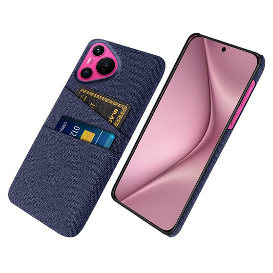 For Huawei Pura 70 Case Card Holder Cloth Texture Hard PC Phone Back Cover - Blue