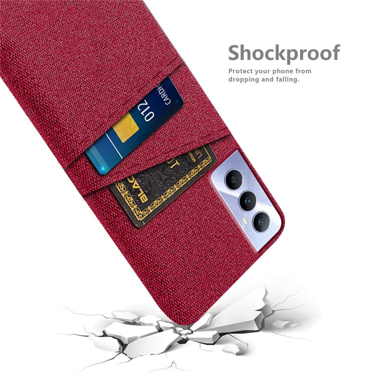 For Realme C65 4G Case Fabric Surface Inner PC Phone Cover with Dual Card Slots - Red
