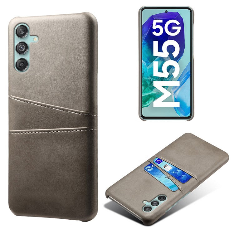 For Samsung Galaxy M55 5G / C55 5G / F55 5G Case Card Holder Leather+PC Phone Cover - Grey