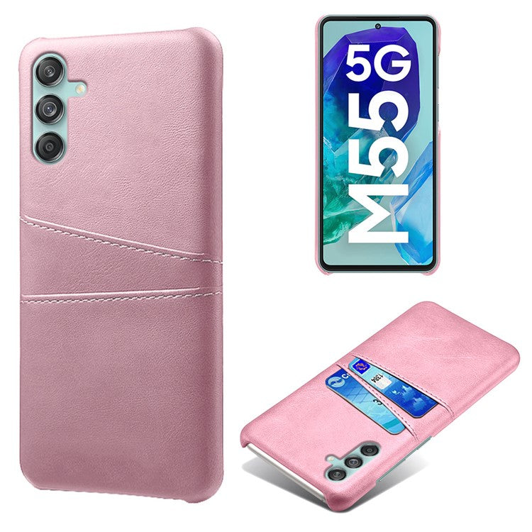 For Samsung Galaxy M55 5G / C55 5G / F55 5G Case Card Holder Leather+PC Phone Cover - Rose Gold