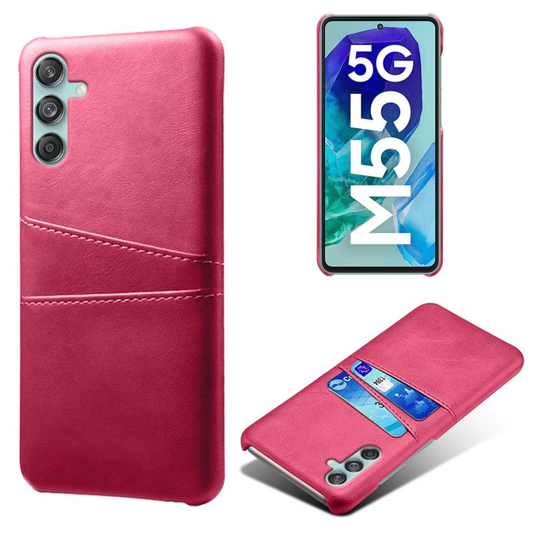 For Samsung Galaxy M55 5G / C55 5G / F55 5G Case Card Holder Leather+PC Phone Cover - Rose