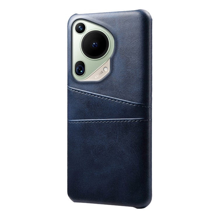 For Huawei Pura 70 Ultra Case with Dual Card Slots PU Leather + Hard PC Shell Ultra Thin - Blue