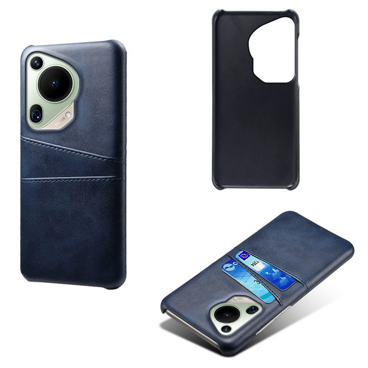 For Huawei Pura 70 Ultra Case with Dual Card Slots PU Leather + Hard PC Shell Ultra Thin - Blue