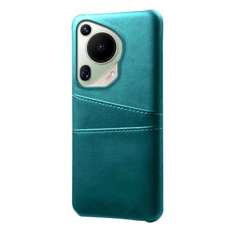For Huawei Pura 70 Ultra Case with Dual Card Slots PU Leather + Hard PC Shell Ultra Thin - Green