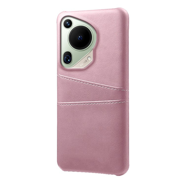 For Huawei Pura 70 Ultra Case with Dual Card Slots PU Leather + Hard PC Shell Ultra Thin - Rose Gold