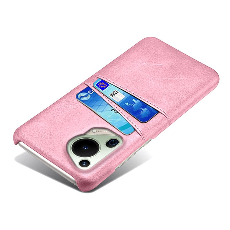 For Huawei Pura 70 Ultra Case with Dual Card Slots PU Leather + Hard PC Shell Ultra Thin - Rose Gold