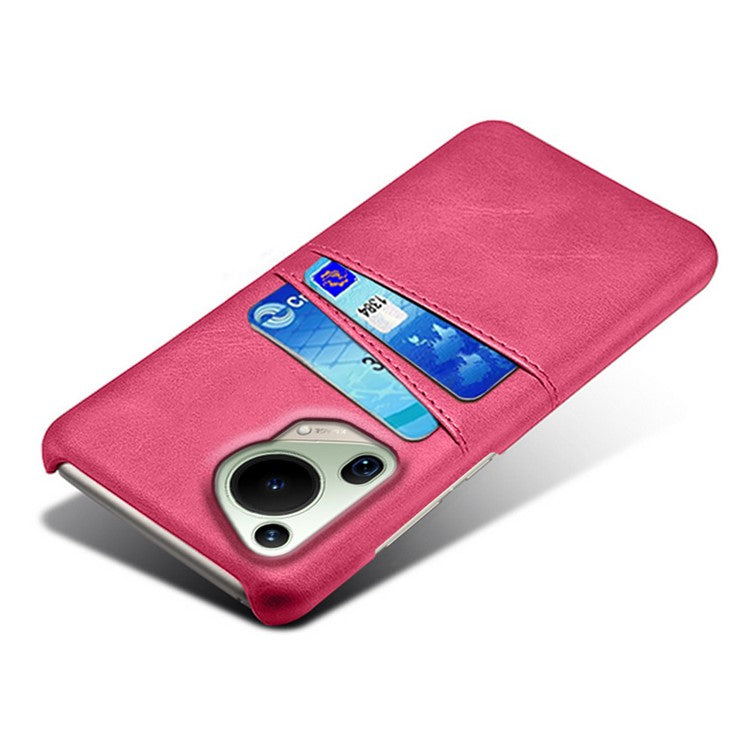 For Huawei Pura 70 Ultra Case with Dual Card Slots PU Leather + Hard PC Shell Ultra Thin - Rose