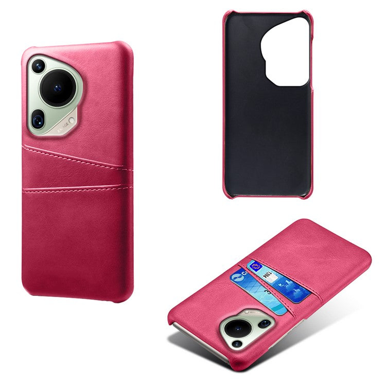 For Huawei Pura 70 Ultra Case with Dual Card Slots PU Leather + Hard PC Shell Ultra Thin - Rose
