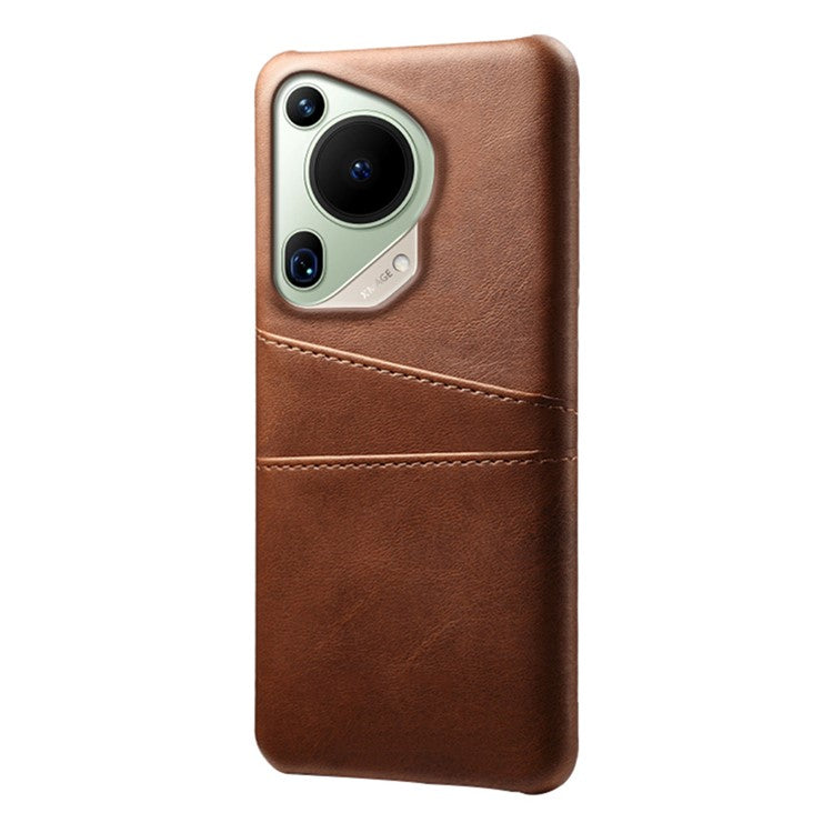 For Huawei Pura 70 Ultra Case with Dual Card Slots PU Leather + Hard PC Shell Ultra Thin - Brown