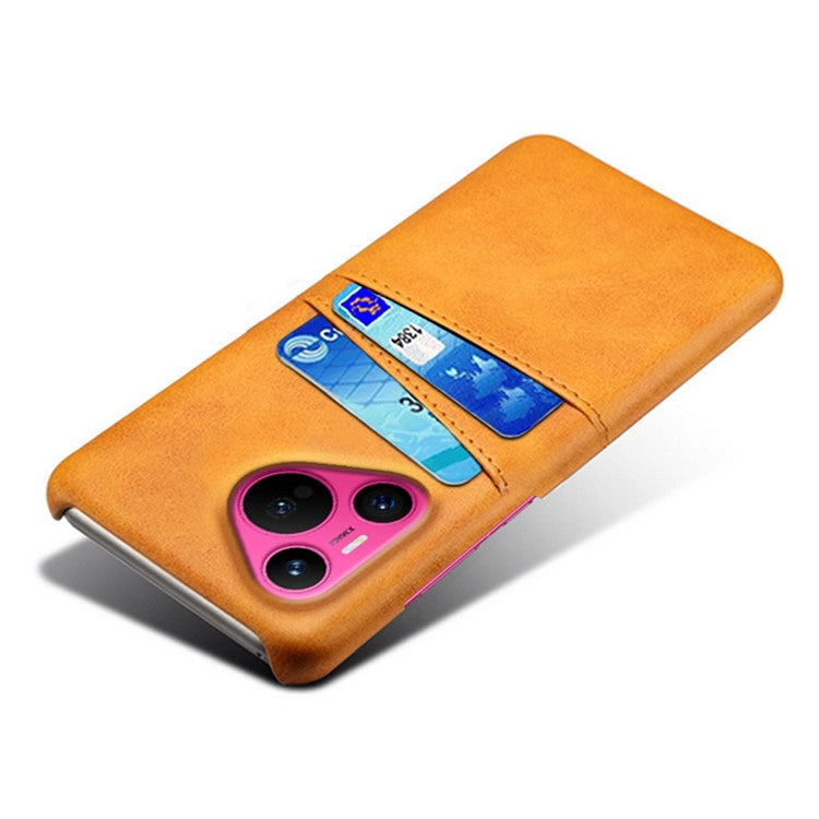 For Huawei Pura 70 Slim Case Card Slots PU+PC Phone Cover - Orange
