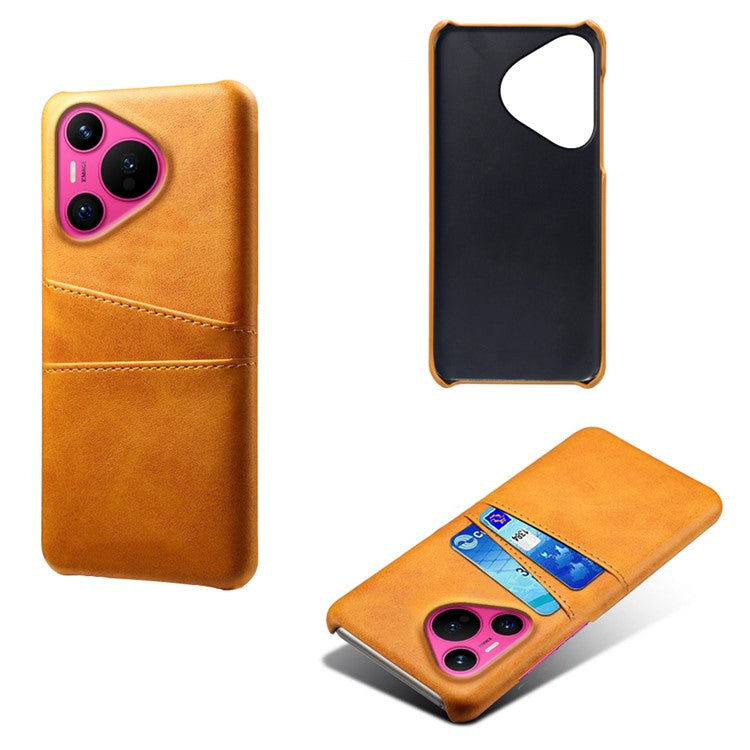 For Huawei Pura 70 Slim Case Card Slots PU+PC Phone Cover - Orange