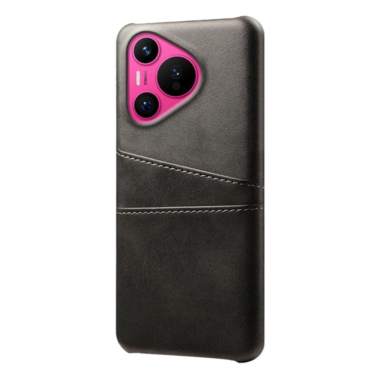 For Huawei Pura 70 Slim Case Card Slots PU+PC Phone Cover - Black