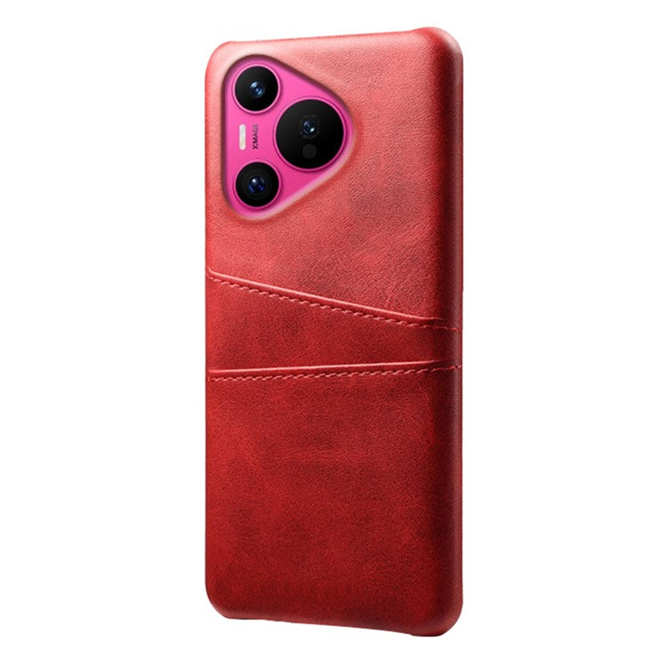 For Huawei Pura 70 Slim Case Card Slots PU+PC Phone Cover - Red