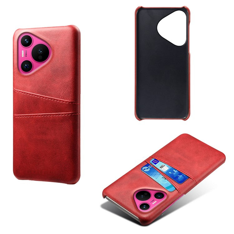 For Huawei Pura 70 Slim Case Card Slots PU+PC Phone Cover - Red