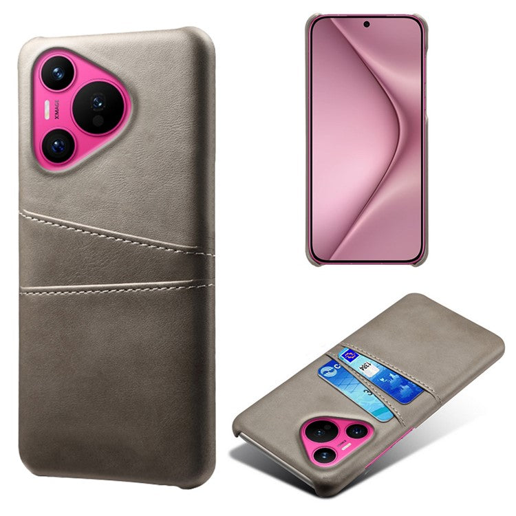 For Huawei Pura 70 Slim Case Card Slots PU+PC Phone Cover - Grey