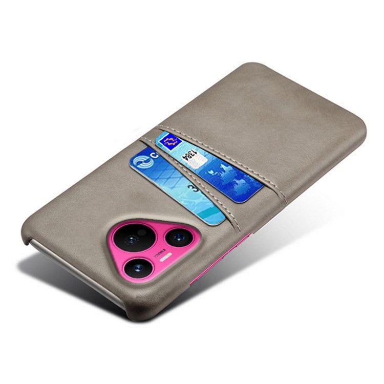 For Huawei Pura 70 Slim Case Card Slots PU+PC Phone Cover - Grey