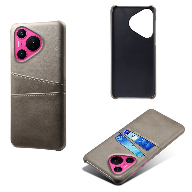 For Huawei Pura 70 Slim Case Card Slots PU+PC Phone Cover - Grey