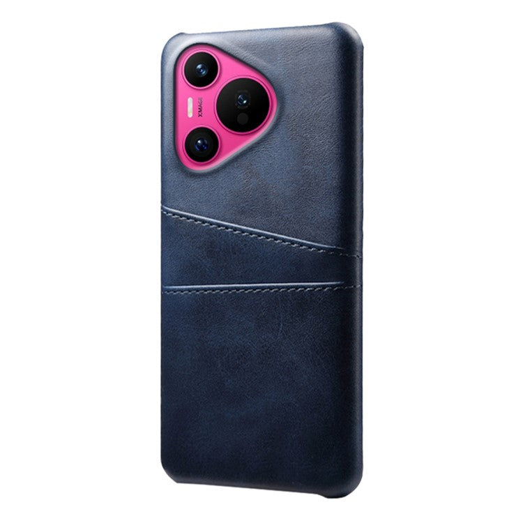 For Huawei Pura 70 Slim Case Card Slots PU+PC Phone Cover - Blue