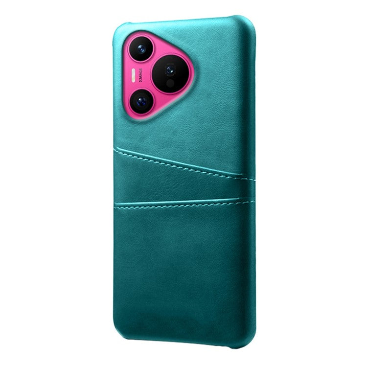 For Huawei Pura 70 Slim Case Card Slots PU+PC Phone Cover - Green