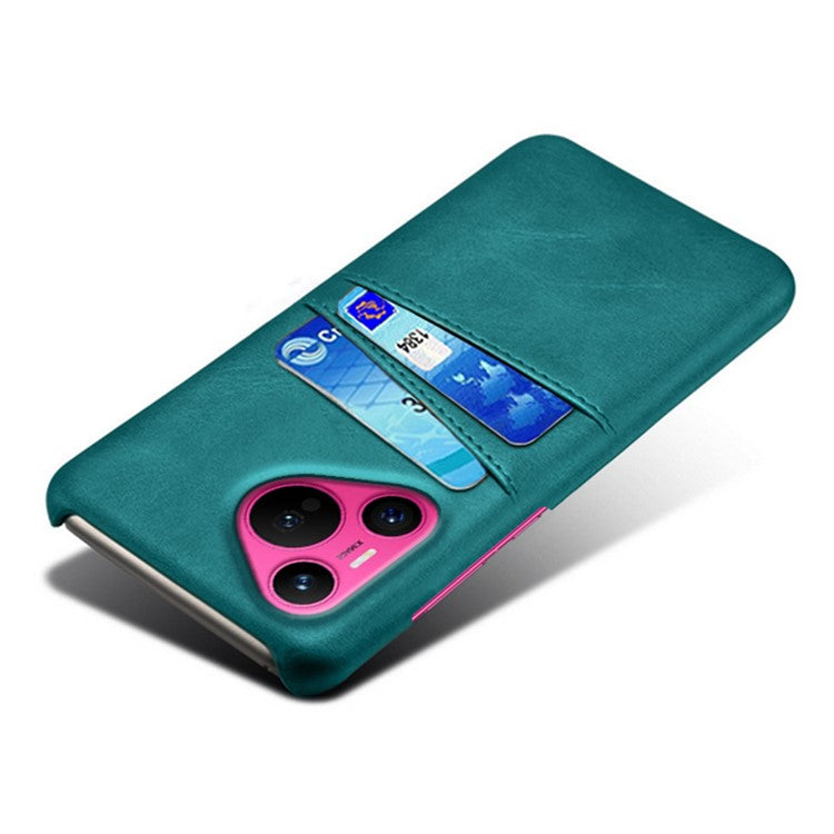 For Huawei Pura 70 Slim Case Card Slots PU+PC Phone Cover - Green