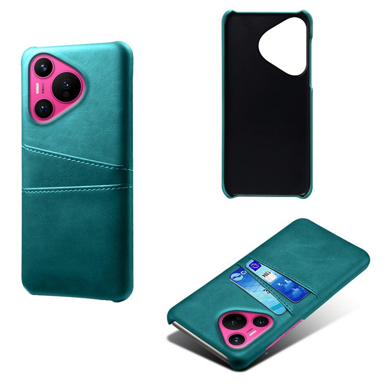 For Huawei Pura 70 Slim Case Card Slots PU+PC Phone Cover - Green
