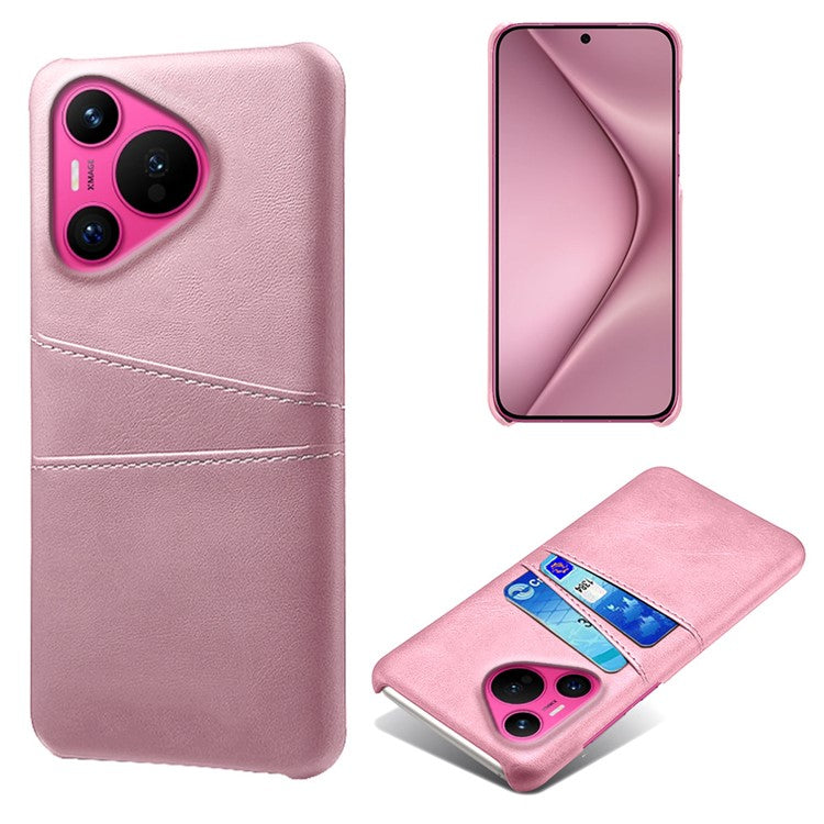 For Huawei Pura 70 Slim Case Card Slots PU+PC Phone Cover - Rose Gold