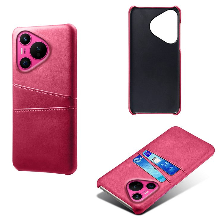 For Huawei Pura 70 Slim Case Card Slots PU+PC Phone Cover - Rose