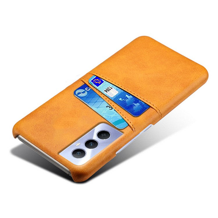 For Realme C65 4G Case Dual Card Slots PU Leather+PC Hard Phone Cover - Orange