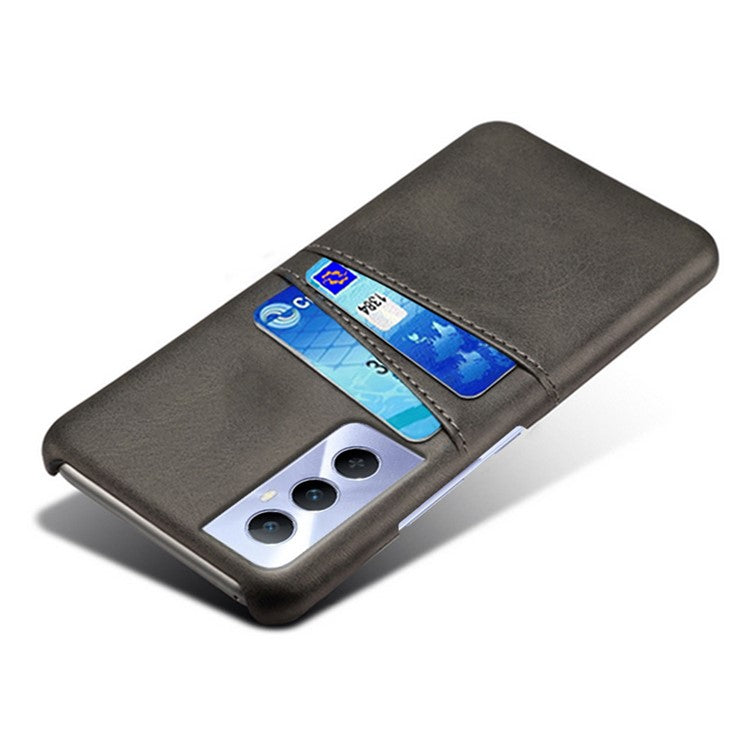 For Realme C65 4G Case Dual Card Slots PU Leather+PC Hard Phone Cover - Black