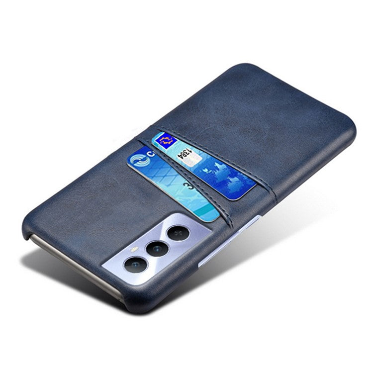 For Realme C65 4G Case Dual Card Slots PU Leather+PC Hard Phone Cover - Blue