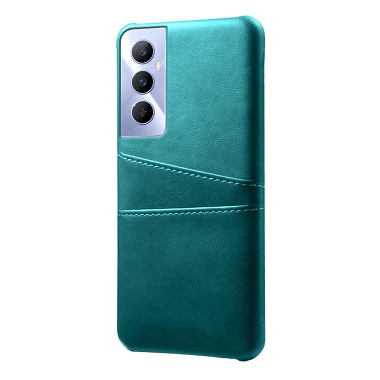 For Realme C65 4G Case Dual Card Slots PU Leather+PC Hard Phone Cover - Green