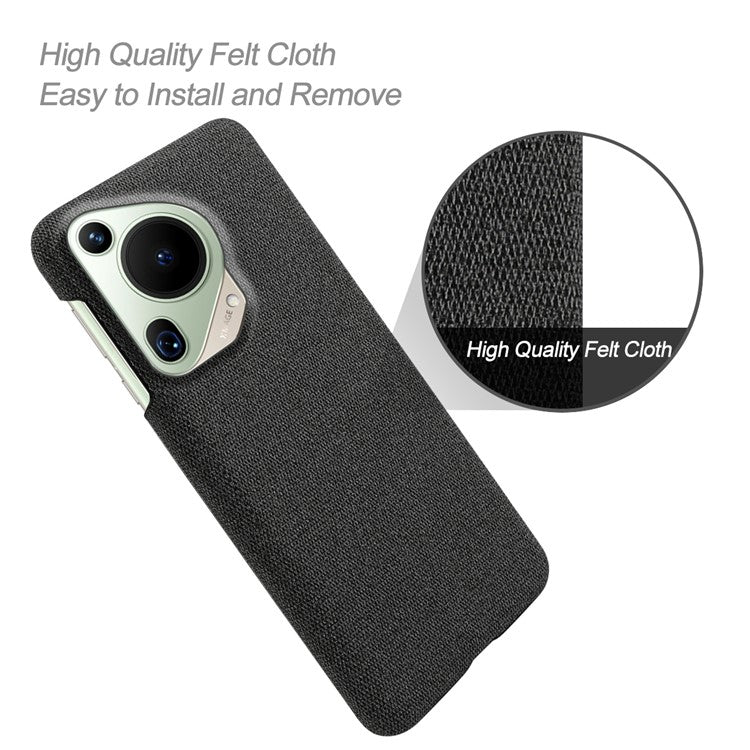 For Huawei Pura 70 Ultra Case Cloth Texture PC Phone Cover Incomplete Covering - Black