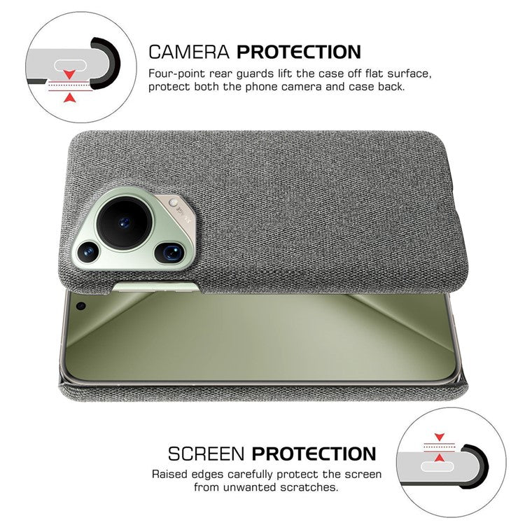 For Huawei Pura 70 Ultra Case Cloth Texture PC Phone Cover Incomplete Covering - Grey