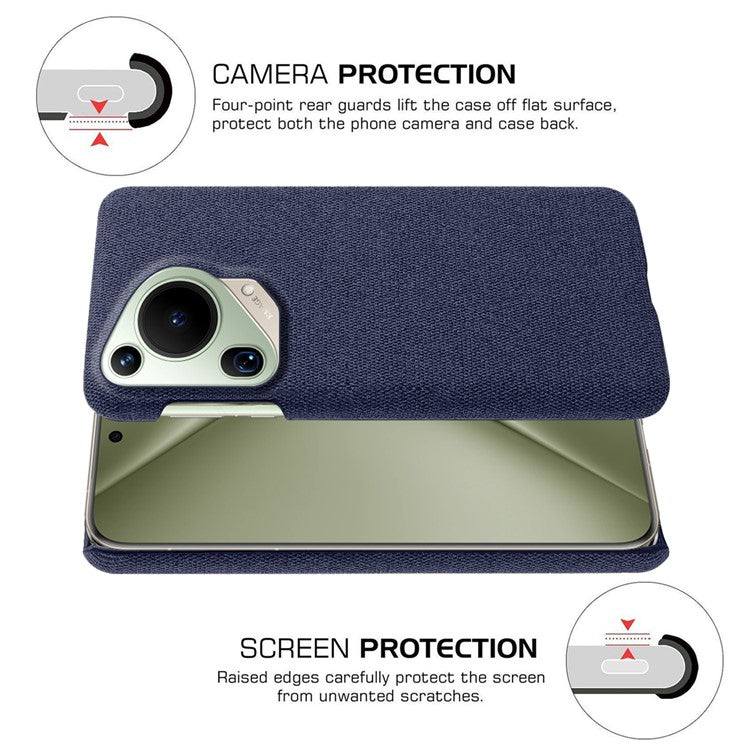 For Huawei Pura 70 Ultra Case Cloth Texture PC Phone Cover Incomplete Covering - Blue