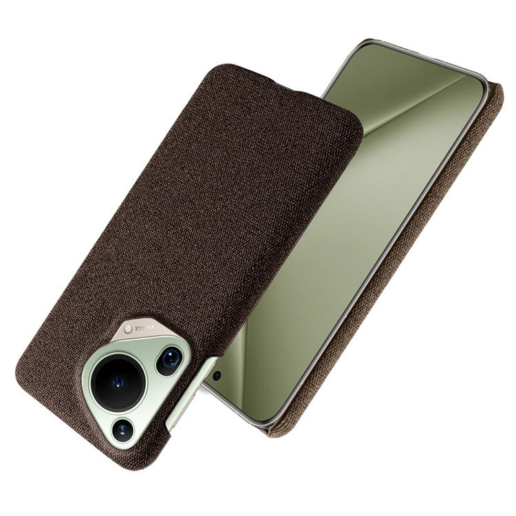For Huawei Pura 70 Ultra Case Cloth Texture PC Phone Cover Incomplete Covering - Brown
