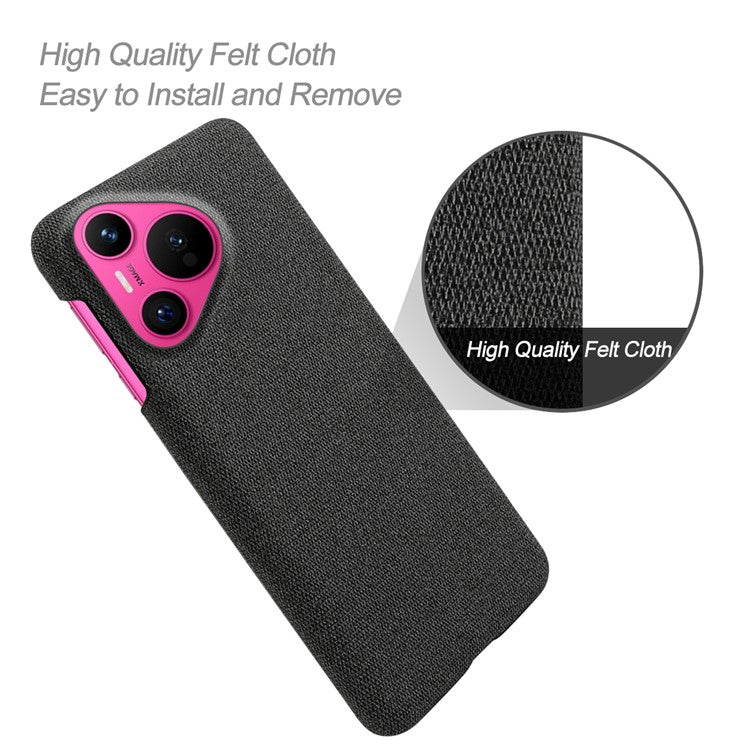 For Huawei Pura 70 Case Anti-Drop Cloth+PC Slim Phone Cover - Black